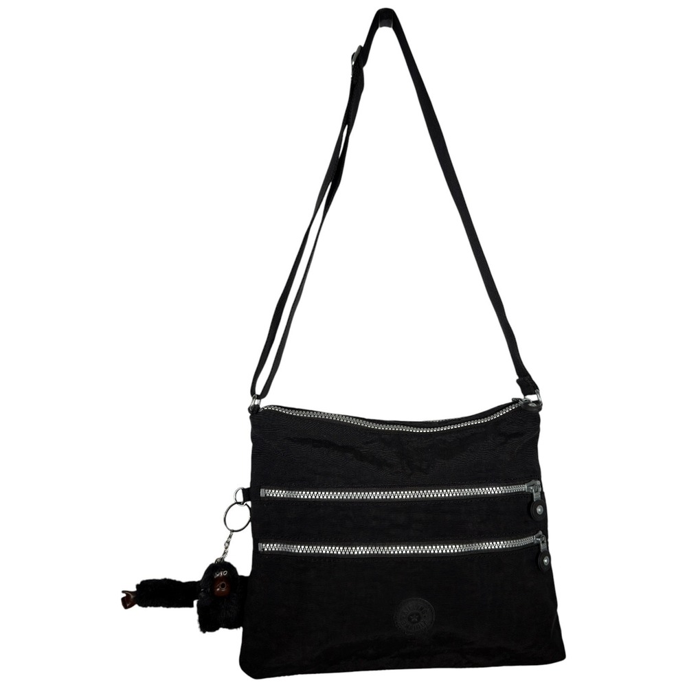 Kipling Alvar HB4061 Black Nylon Crossbody Bag Monkey Charm Purse